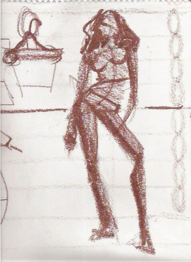action pose oil pastel proportions model drawing figure drawing