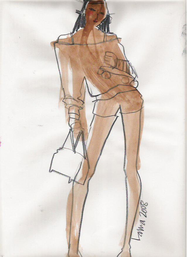 gouache wash and pencil, creative fashion design illustration