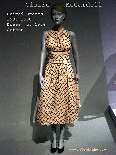 ClaireMcCardell fashion designs cotton plaid dress with bias plaid playing off of straight grain anchors in the design