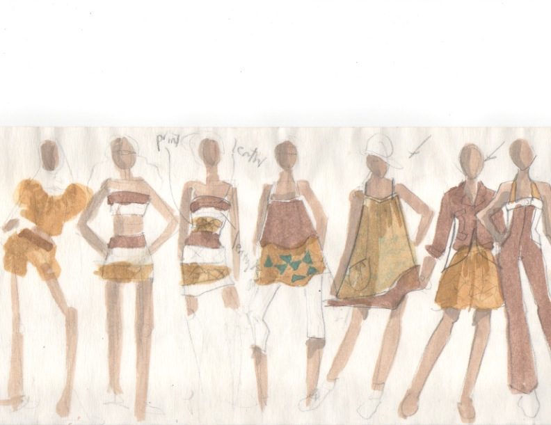 beginner fashion design croquis sketching tutorials in gouache and pencil by Laura Volpintesta
