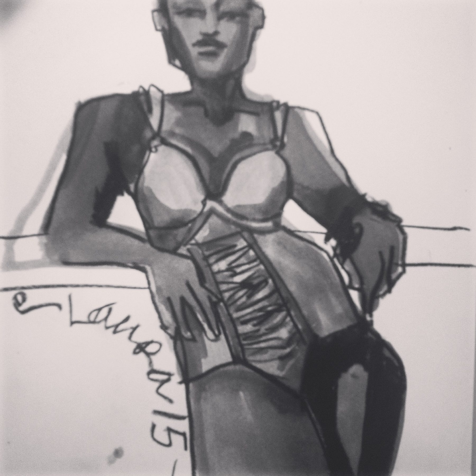 Fashion Model Drawing from Lane Bryant Swimwear Ad , Laura Volpintesta, Fashion Illustration TRIBE