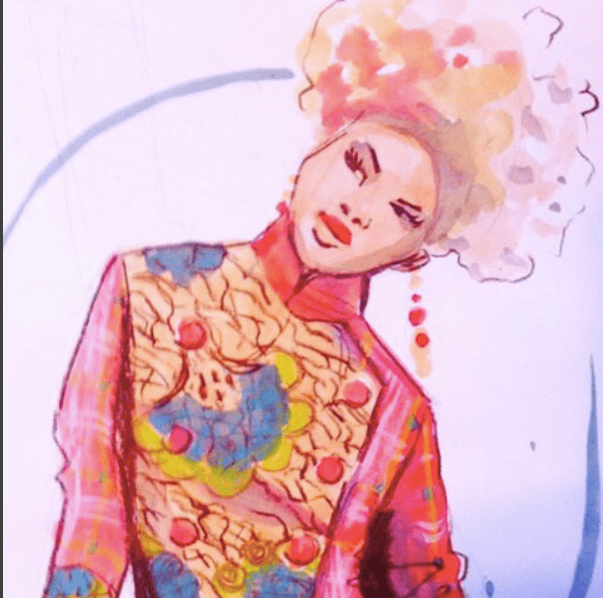 African print fashion illustration about Laura Volpintesta