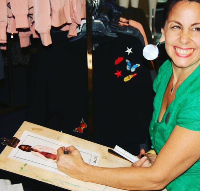 Live sketching event at Lord and Taylor fashion illustrations on-site with markers
