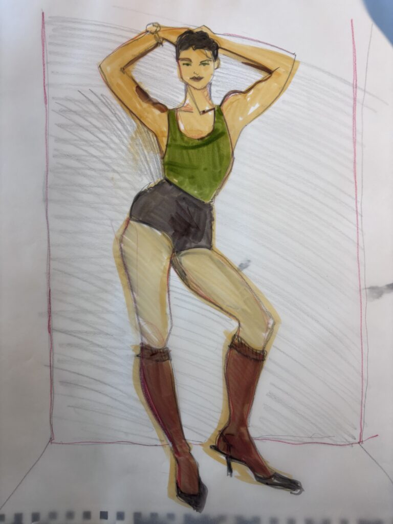 figure sketching, model drawing study from fashion sketch group live model drawing session