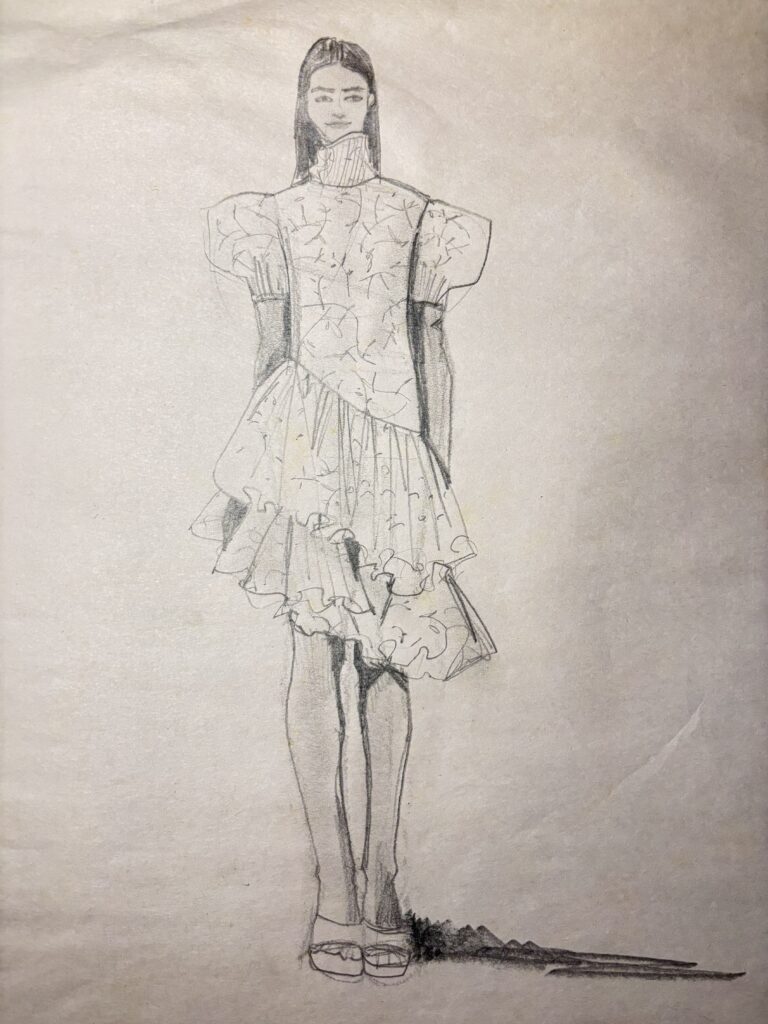 asymmetrical neckline and yoke waistline ruffled dressin pencil.