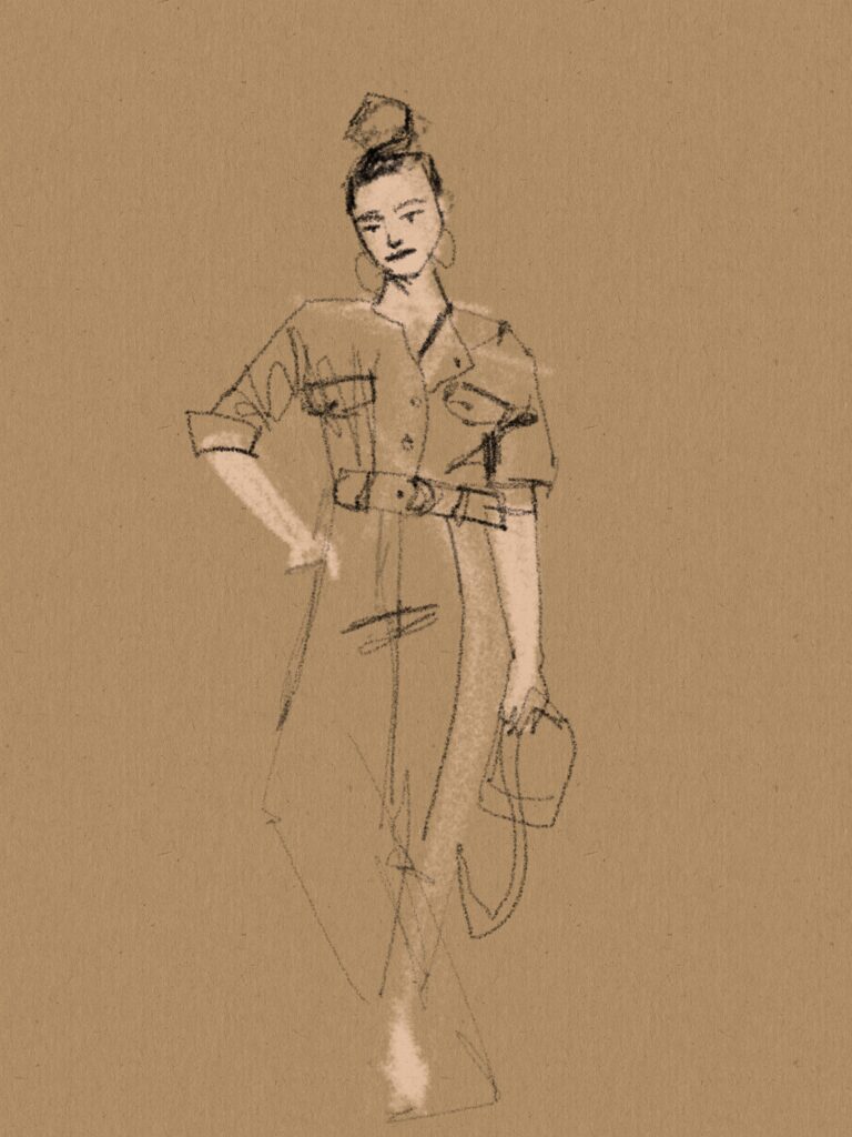 Expansive Fashion Illustration Using Toned or Tinted paper