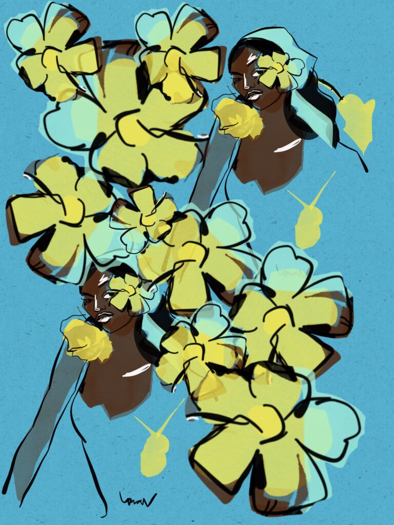 allover printed pattern digital collage floral tayasui sketches pro app laura volpintesta